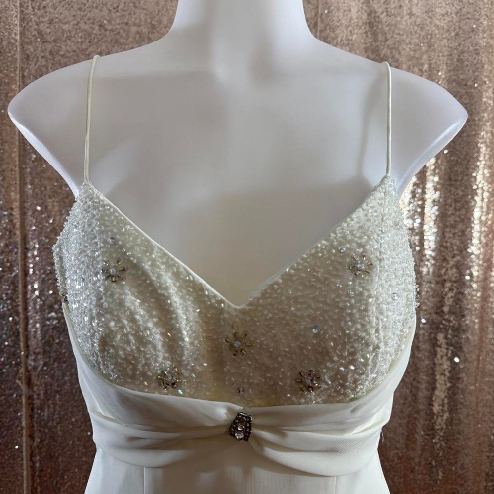 Y2K White Beaded Midi Dress with Matching Shawl/Sizes XS-S - Picture 6 of 8